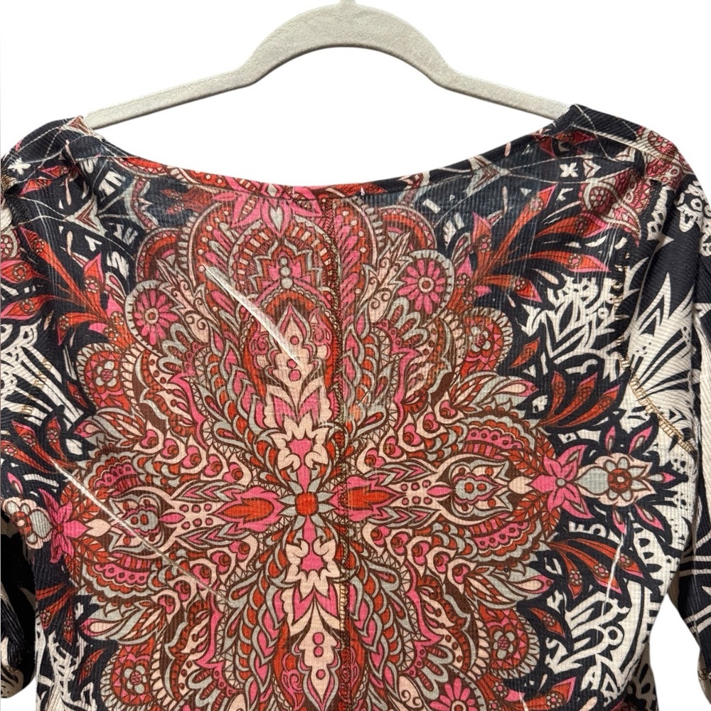 One World Bohemian Print Top With Red And Black A… - image 5